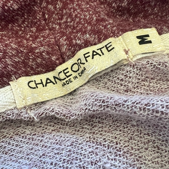 Chance Or Fate Medium Burgundy Long Hooded Lightweight Shirt Crochet Cowl Neck - Picture 8 of 10